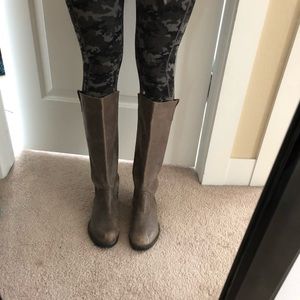 Grey leather boots